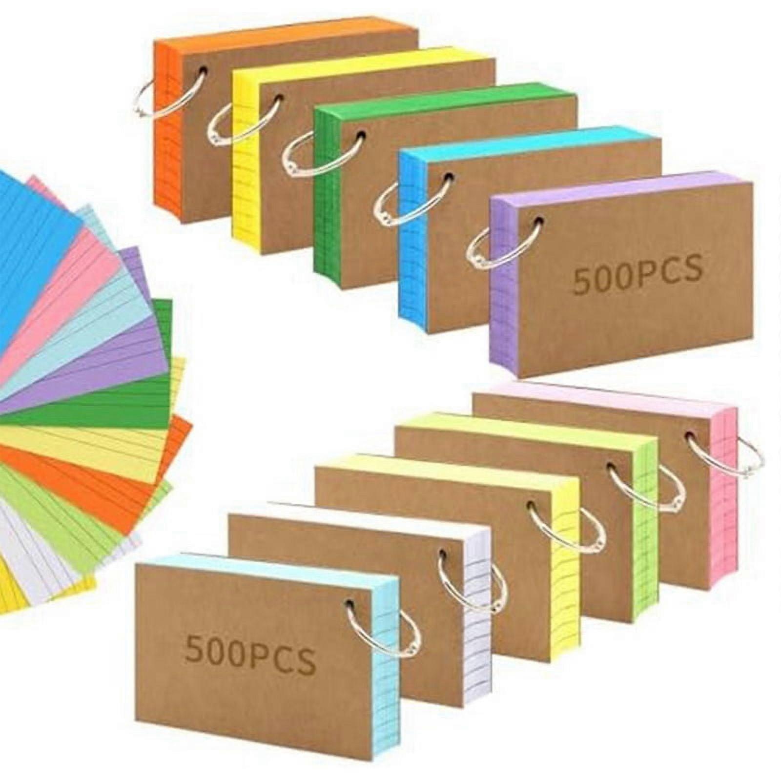 1000 PCS Index Cards 3x5 Inches Colored Flash Cards with Ring, Punched Lined Flashcard Ruled Index Cards Notecards