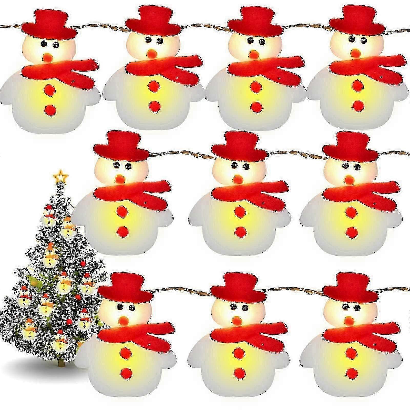 Exquisite Christmas Snowman String Lights - 10 Leds 5.4ft Waterproof Light Up String Lights, Short Plush Lights For Christmas Decorations (battery Ope