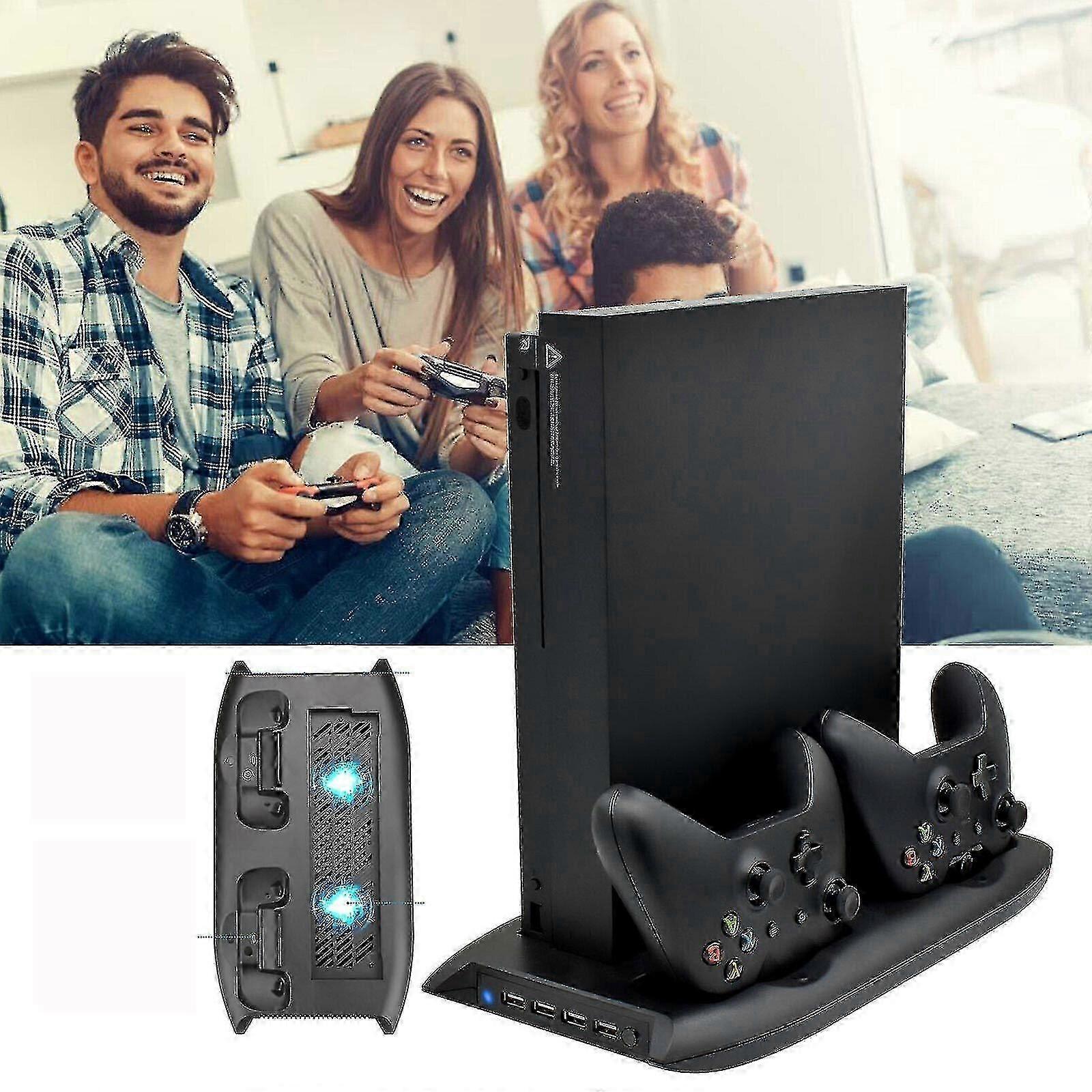 Xbox One X Dual Controller Charger Station Vertical Stand Cooling Fan
