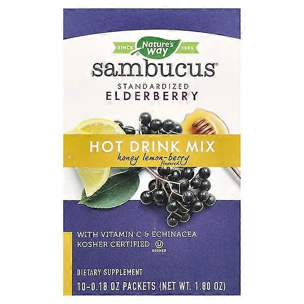 Nature's Way, SambucusÃÂÃÂÃÂÃÂ®, Hot Drink Mix, Standardized Elderberry, Honey Lemon-Berry, 10 Packets, 0.18 oz Each