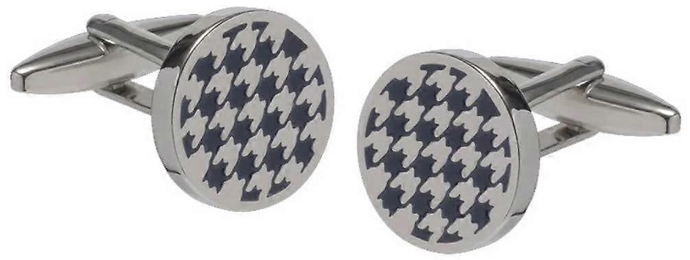 David Van Hagen Houndstooth Cufflinks - Blue/Silver