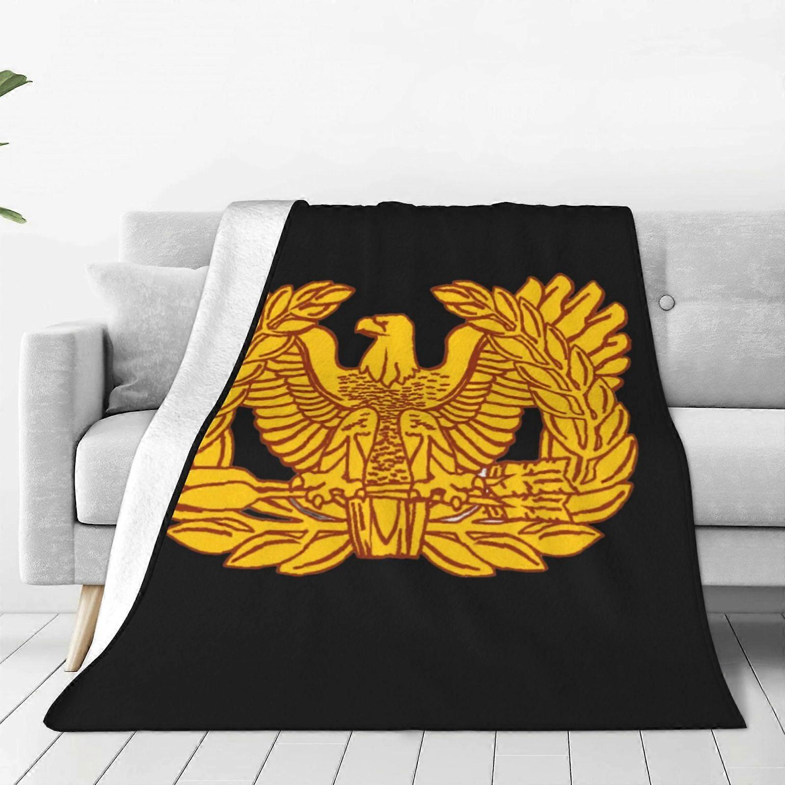 US Army Emblem Warrant Officer Chief Retired Fleece Blanket, Soft Cozy Throw for Couch, Sofa, Bed - Lightweight Plush