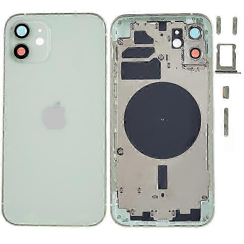 For iPhone 12 6.1 inch Back Battery Housing Cover+Middle Plate Frame+Side Buttons Replacement