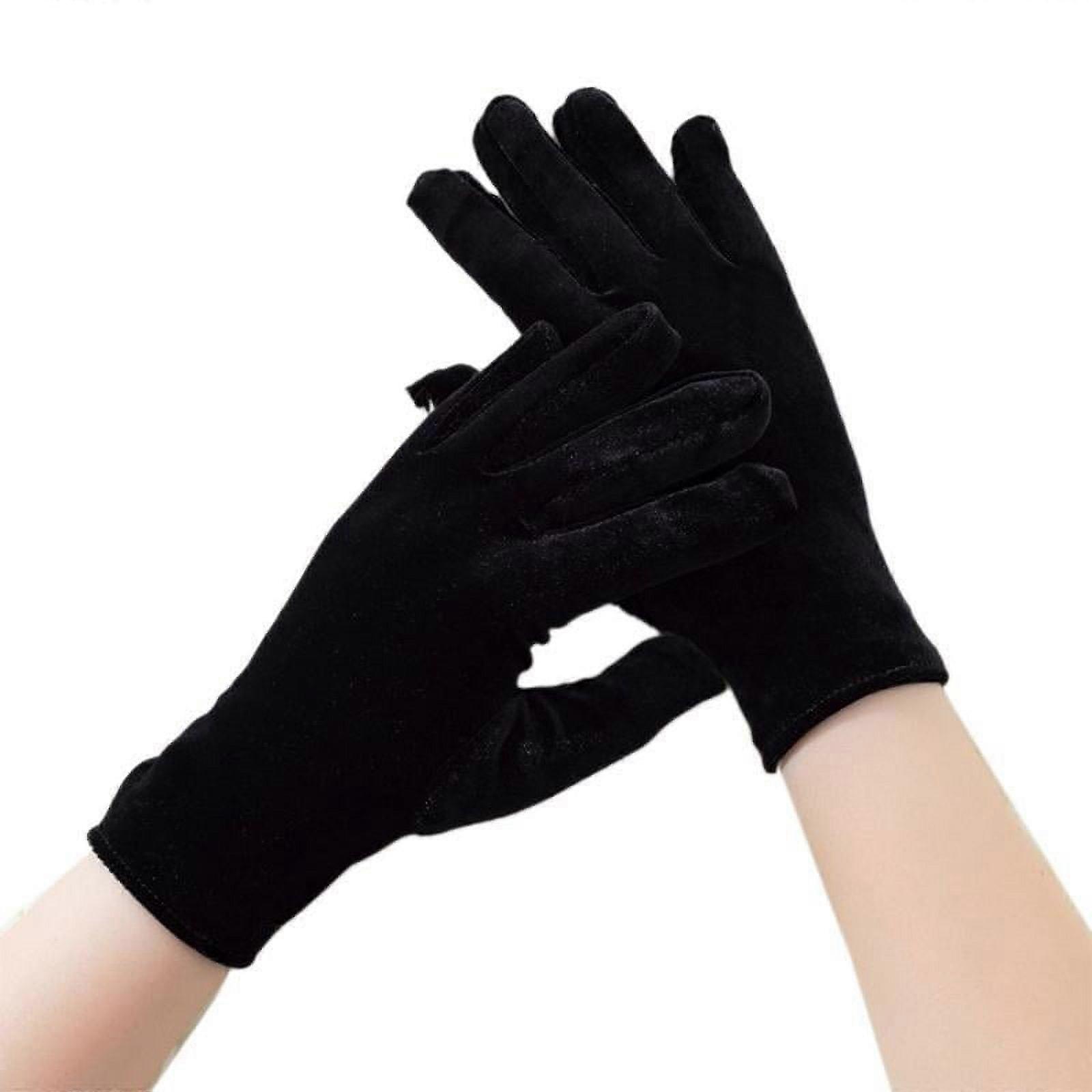 Gants courts d'opéra TIERPOP pour femmes, en velours doré, avec manchette extensible