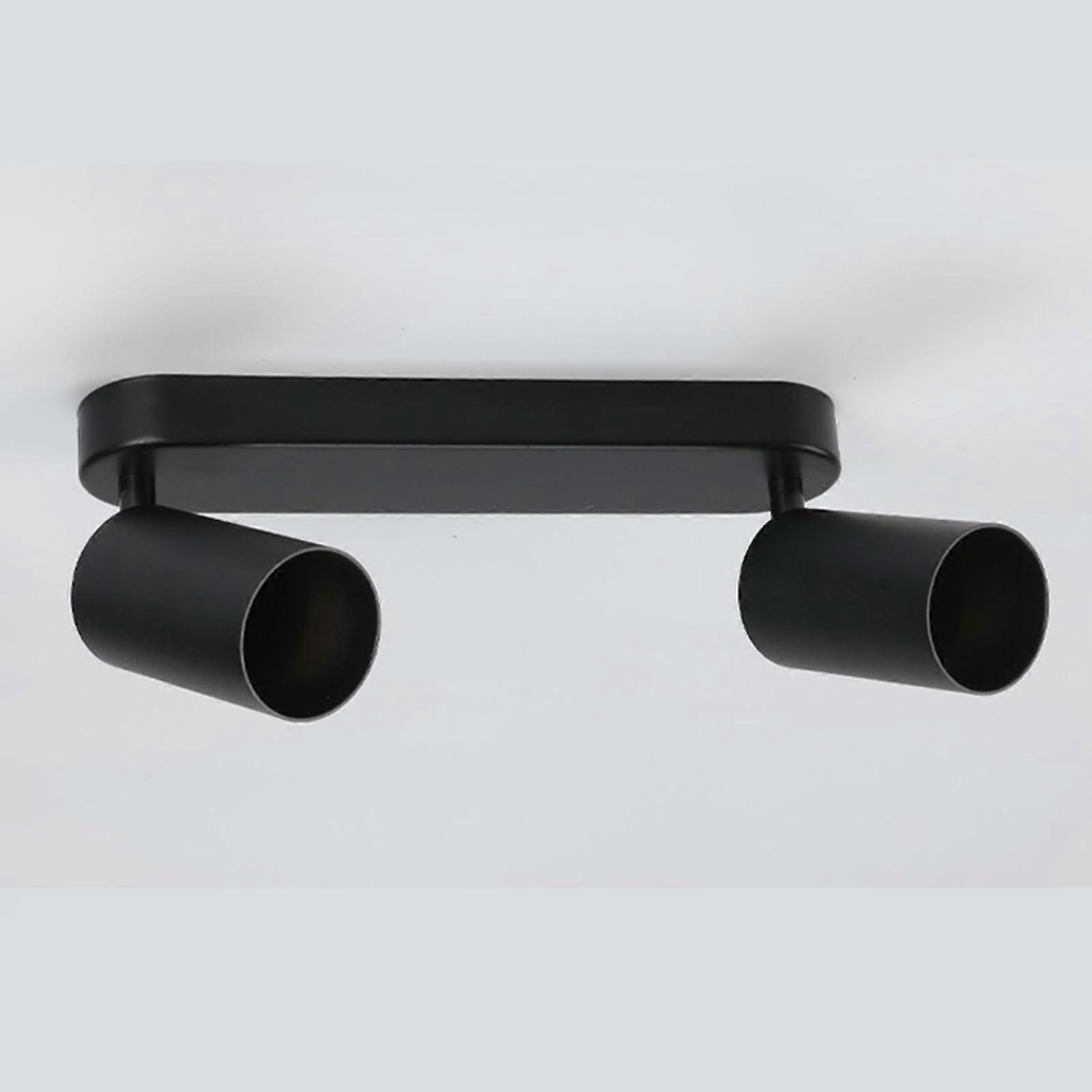 Black Adjustable Fixed Track Light GU10 Spotlight Semi Mount 360/90 Rotation Directional Lighting For Restaurant 2light