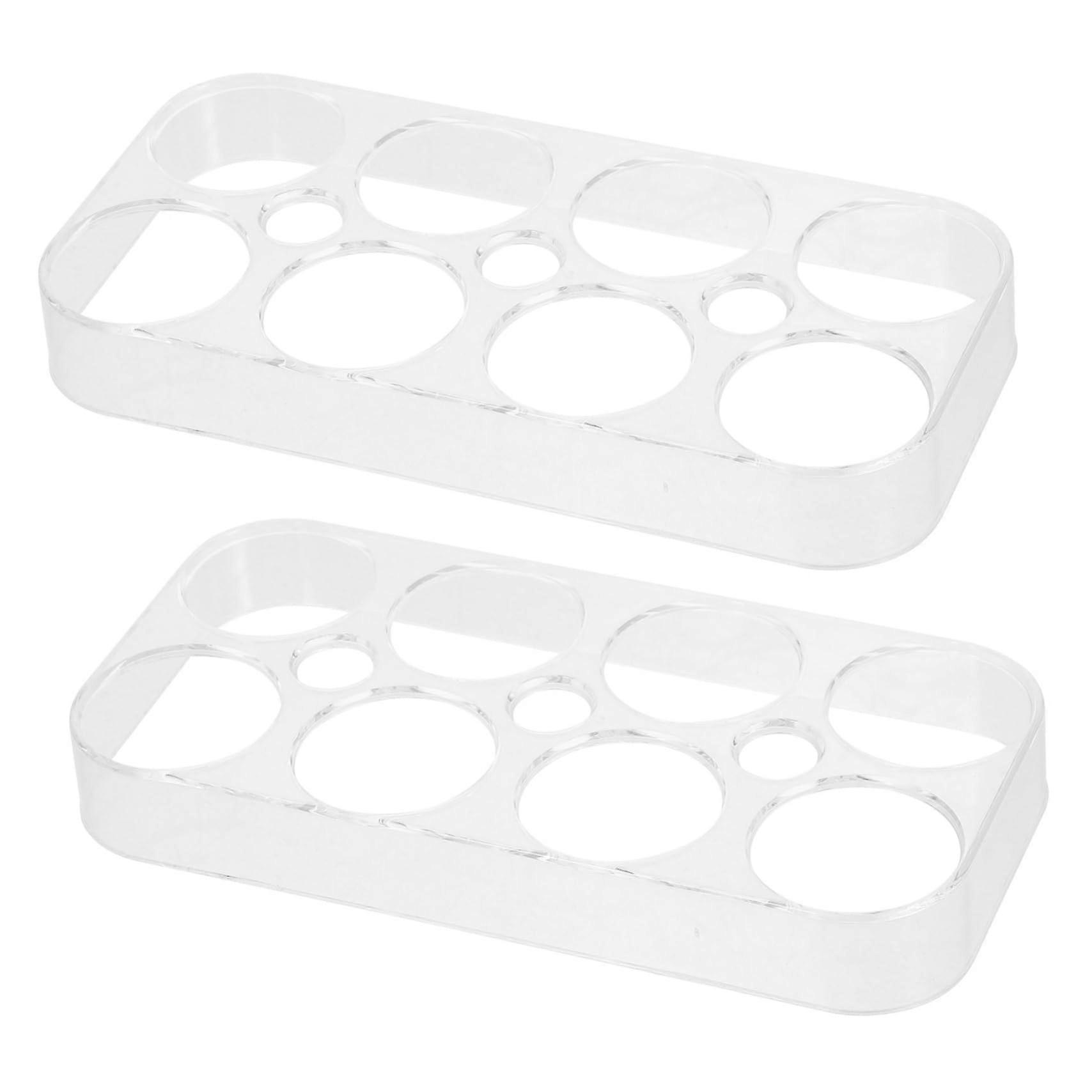 Refrigerator Egg Tray 2Pack, 8 Slots, Universal Plastic Egg Storage Container for Fridge Organization, White