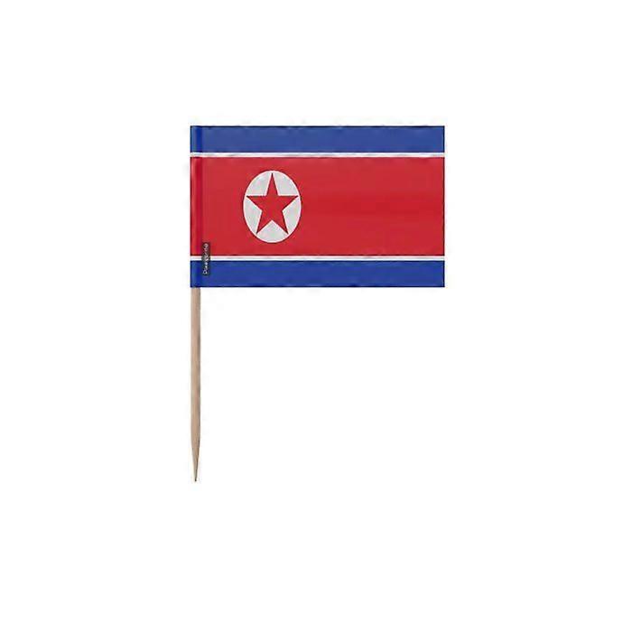 Toothpicks North Korean Flag - 8 cm - 100 pieces - Adhesive plastic - Bamboo stick - Pixelforma
