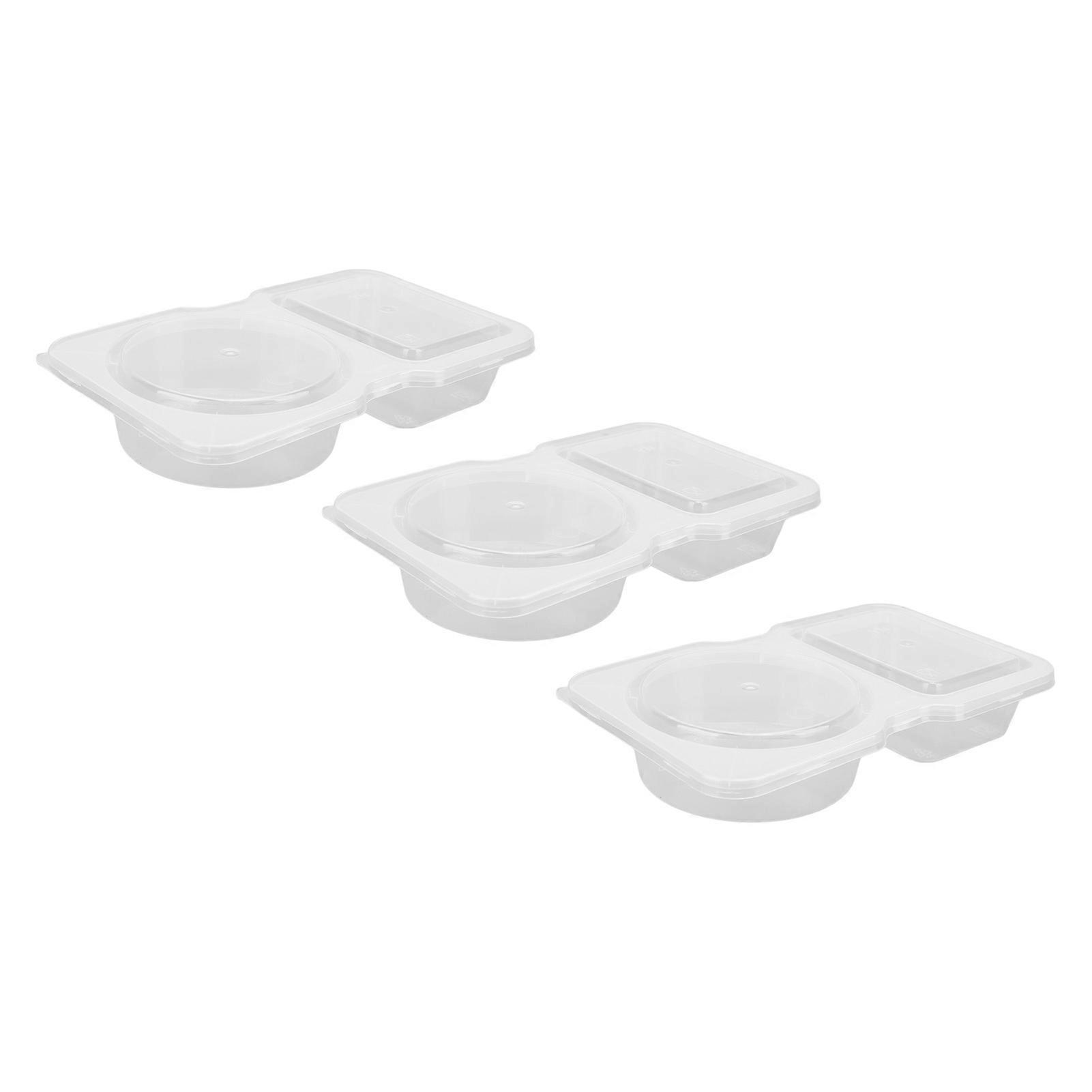 20 Pcs Double Compartment Condiment Container Leak Proof Clear 2 Compartment Snack Containers with Lid for Sauce Sampling 