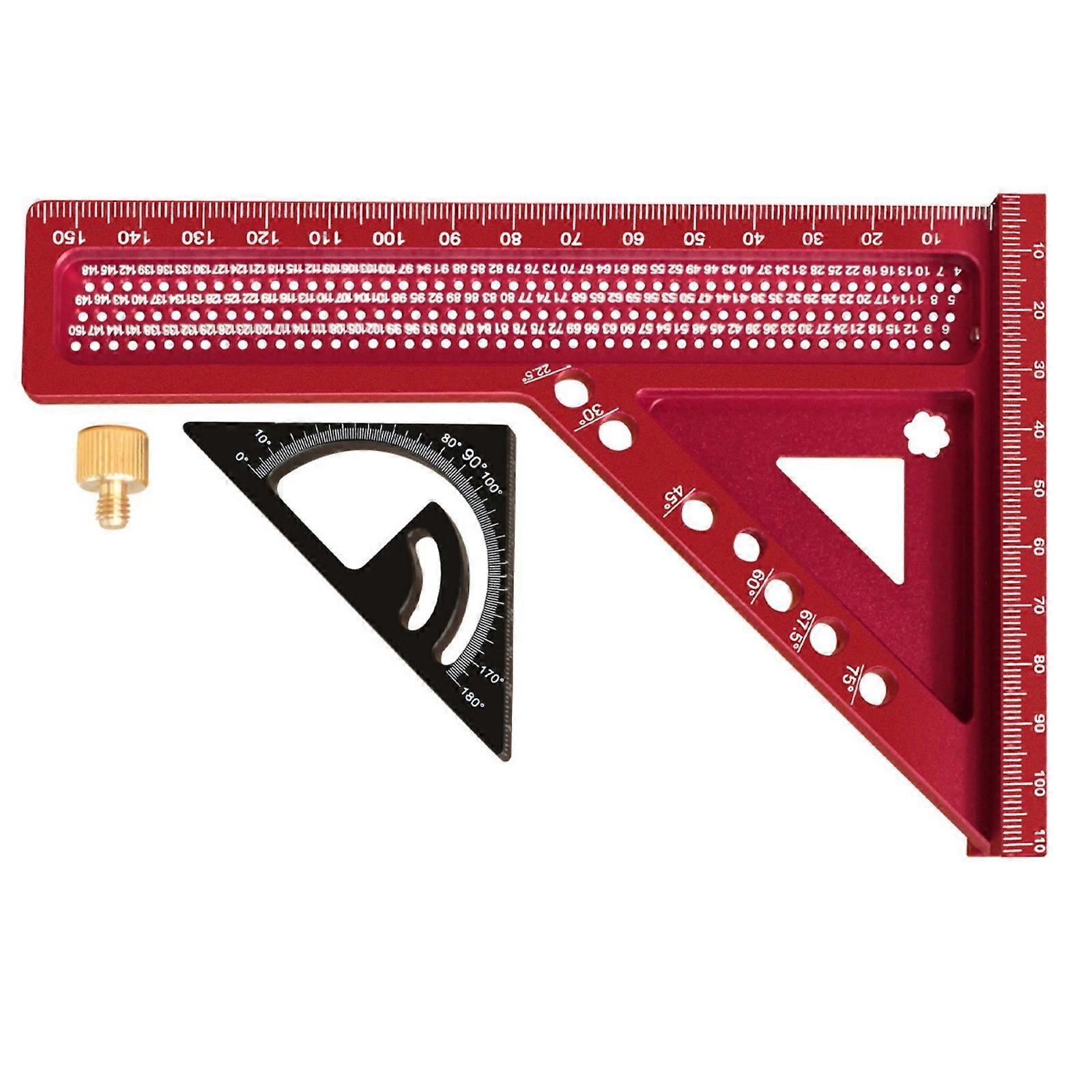 MultiAngle Measuring Ruler Triangle Ruler For Woodworking Metalworking Precise Marking Measuring On Various Surfaces  Red and black
