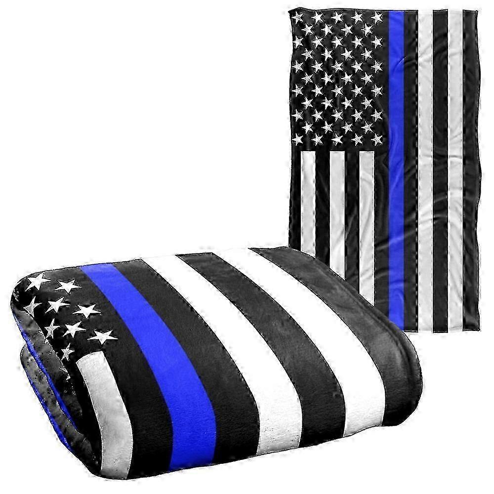 Thin Blue Line American Flag Silky Soft Throw Blanket for Bed or Couch.ascf185