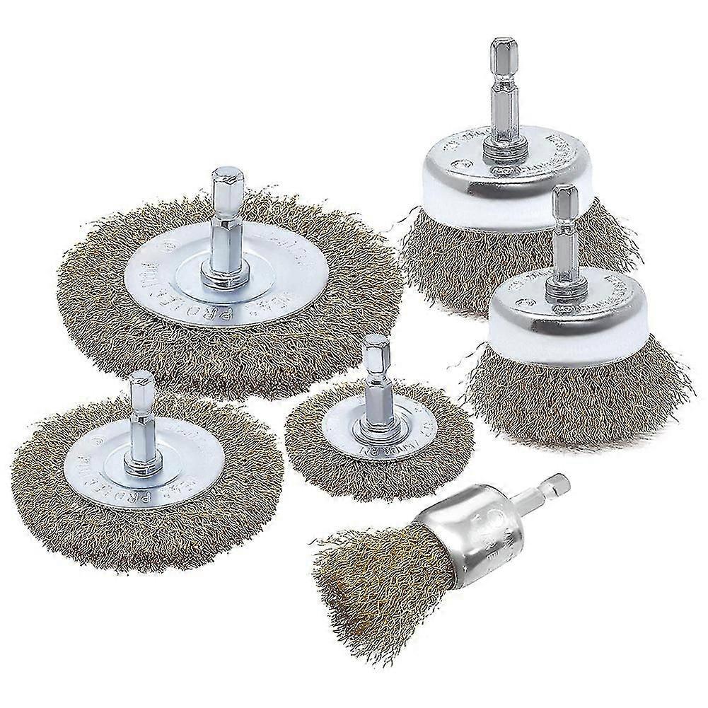 6 Pack Wire Brush Attachment Set pour perceuse, revêtement en laiton (emmêlement)