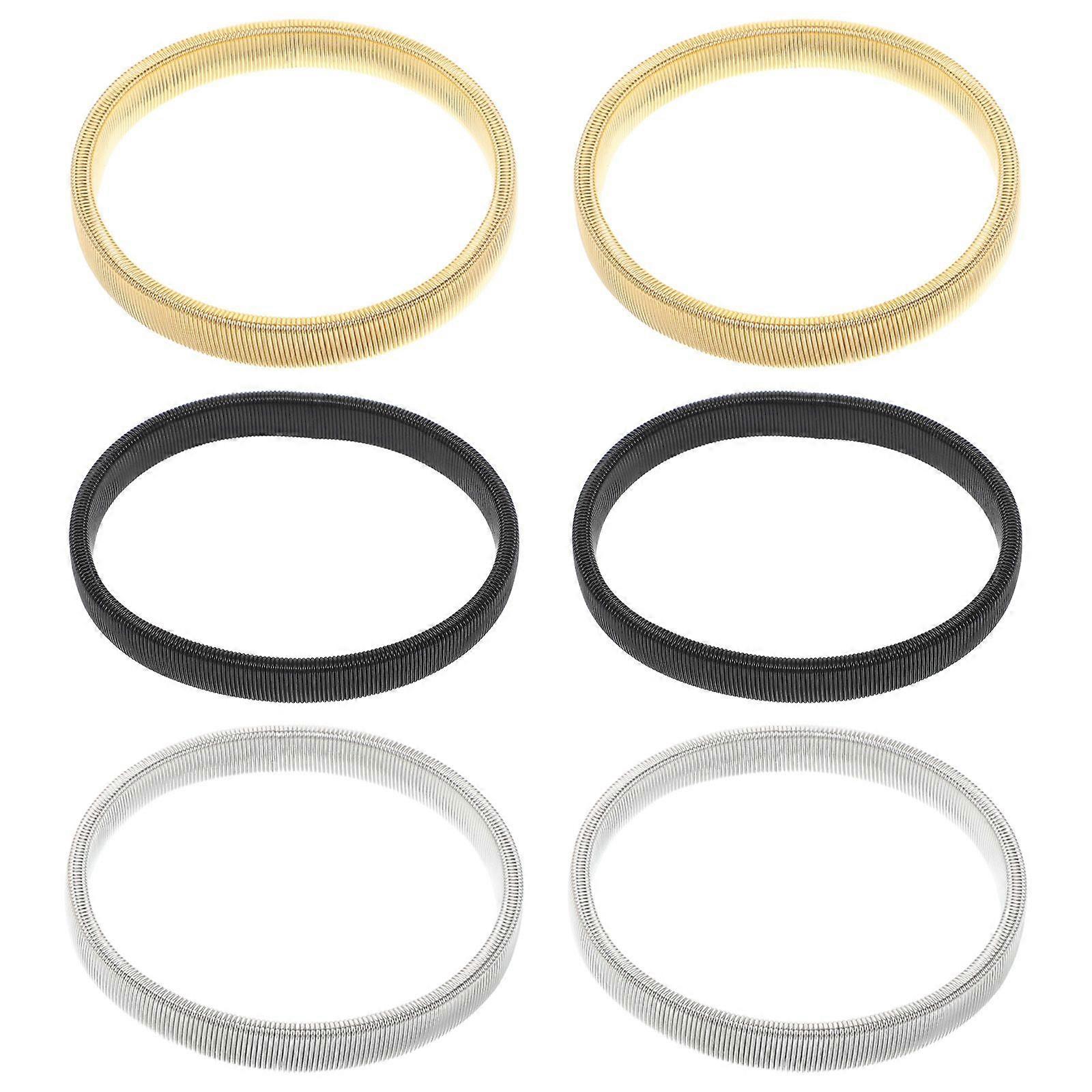 6個の滑り止めスリーブガーター調節可能なシャツスリーブホルダーメタル伸縮性のあるシャツアームバンド男性と女性のための弾性アームストラップブラックホワイトゴールデン