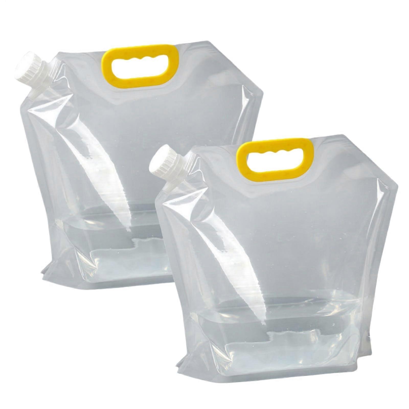 Folding Water Container 2 Pack Drinking Water Bag With Handle 5L Capacity Camping Hiking Heavy Duty