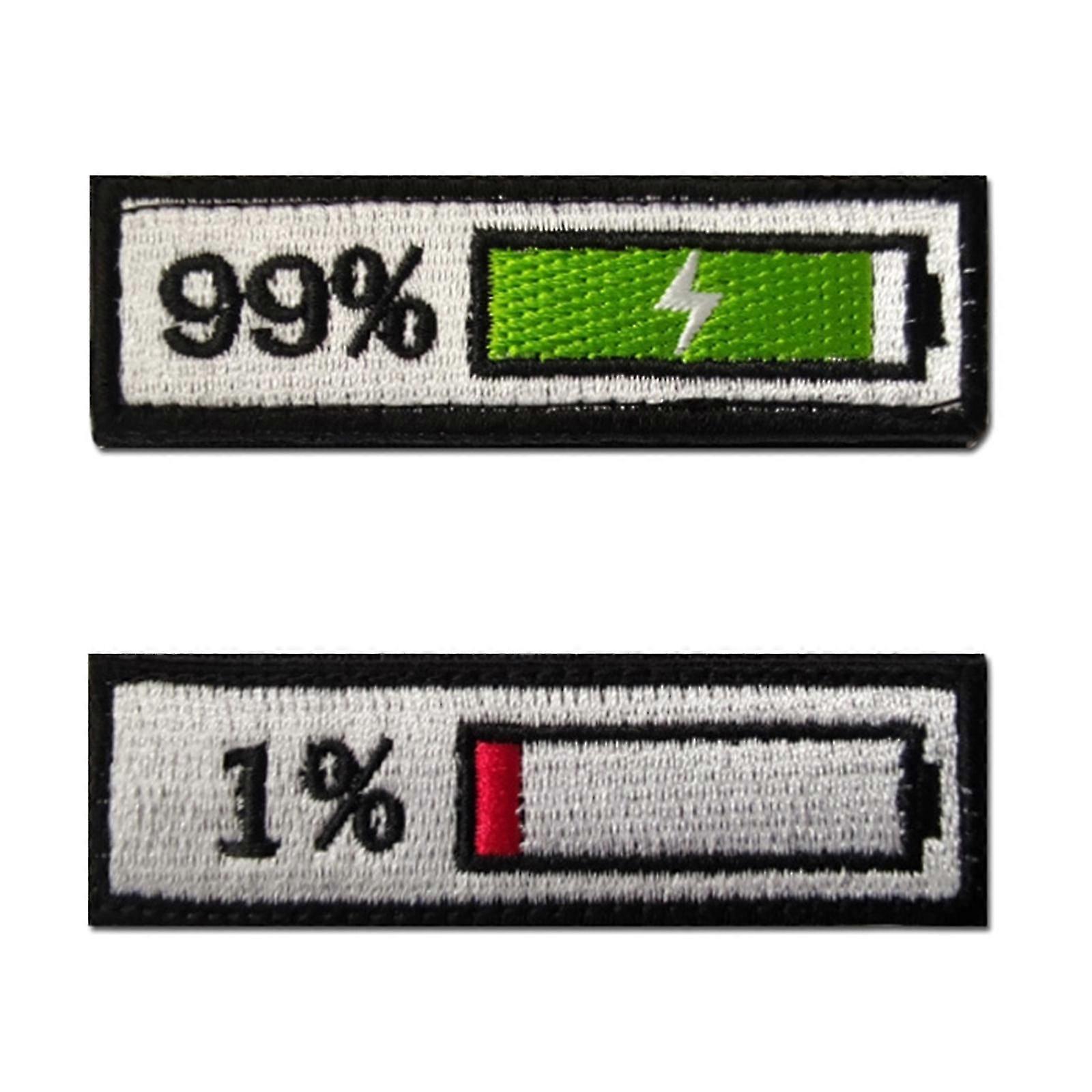 2 Pcs Exquisite PVC/Embroidered Patches 1% 99% Remaining Battery Clothes Patch