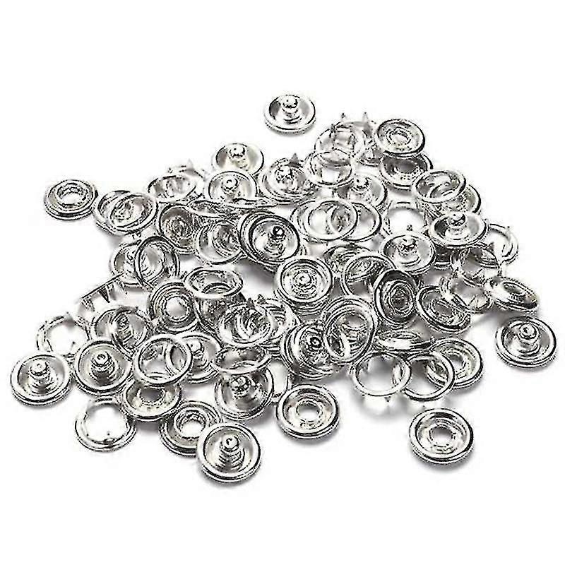 50 Sets 9.5mm Metal Prong Snap Button Prong Press Button Ring Studs Fasteners