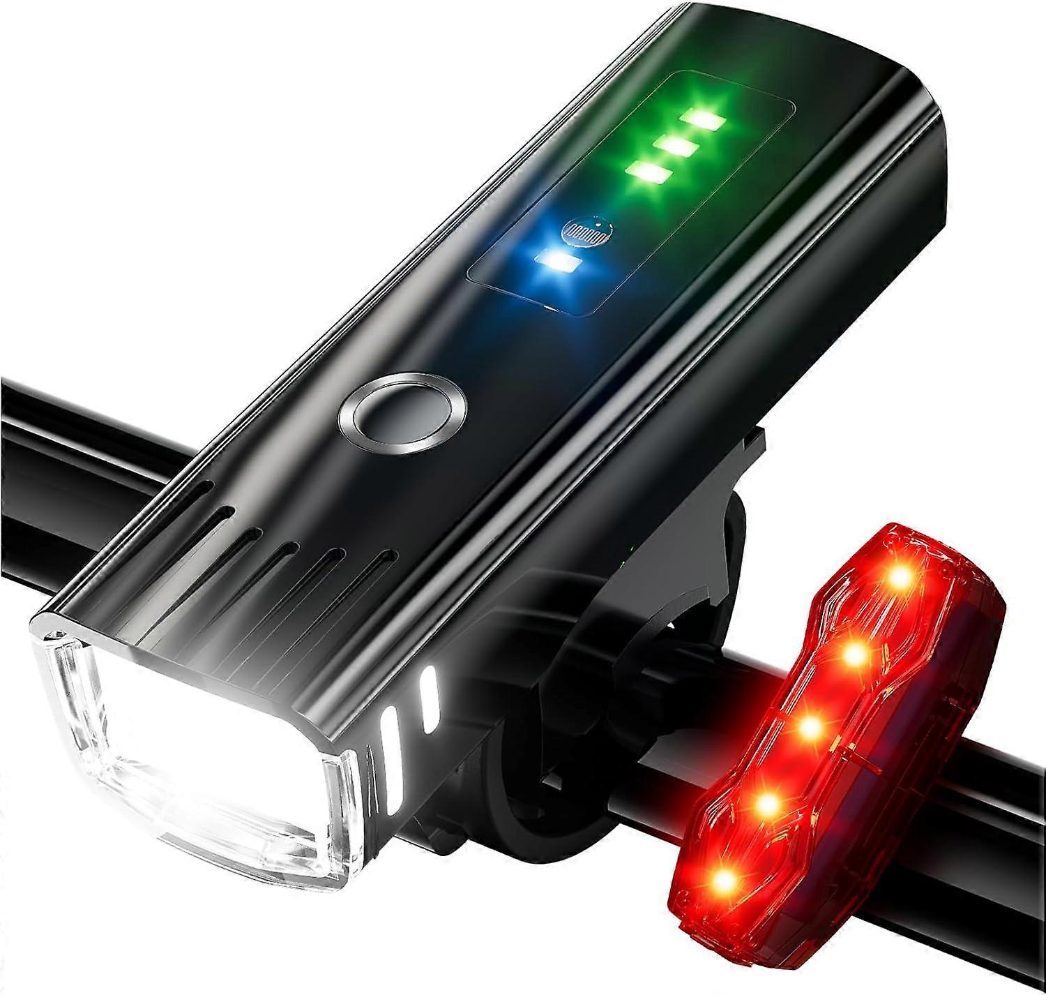 Bicycle Light Set, 5000 Lumens USB Rechargeable Front & Rear Lights, 4 Modes, Easy Install for Road Mountain Cycling compatible with all bikes