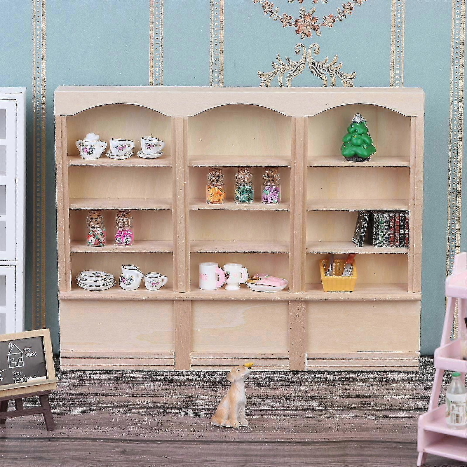 1:12 Dollhouse Mini Bookcase Display Shelf Bookshelf Locker Doll House Decor 2025