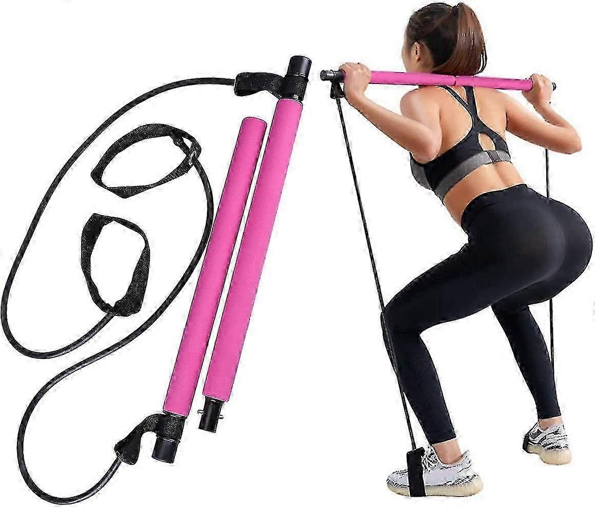 Portable Pilates Stick With Resistance Band And Foot Loop
