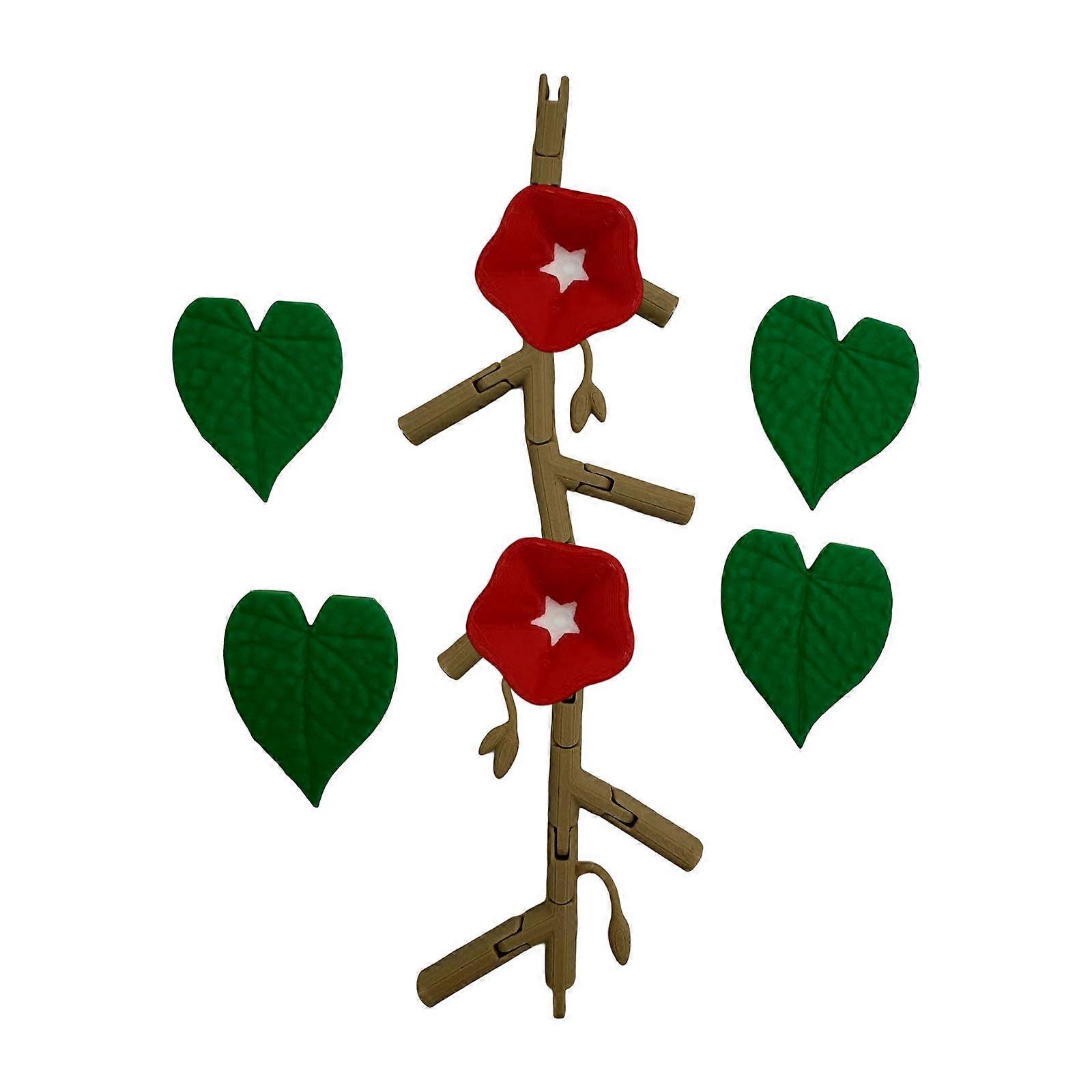 Artistic Refrigerator Magnets Sticker with Climbing Morning Glory Design With Articulated Stem For Customizable Decors  Red