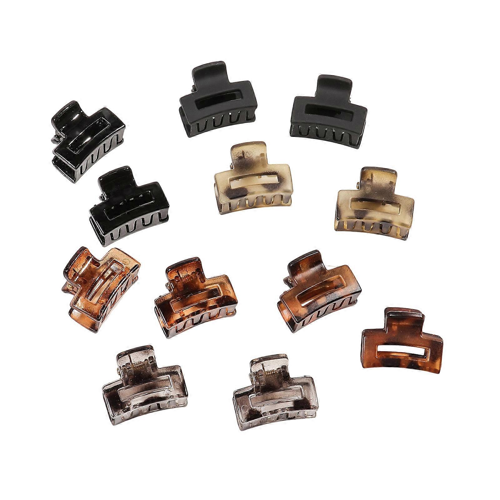 12 Pieces Hair Clips Plastic/Resin Rectangle Secure Hold For Ponytails Updos Multi Color Styling Essential Multicolor