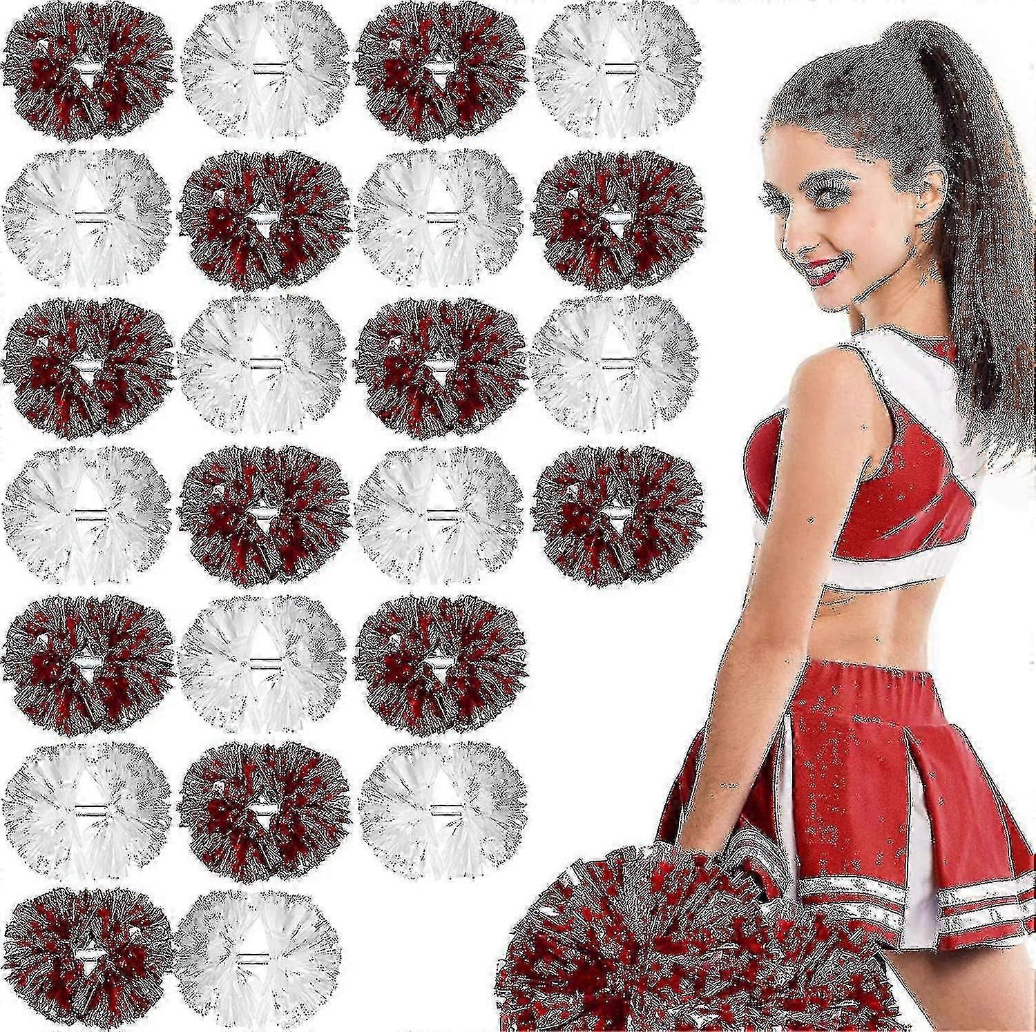 24 Pack Cheerleading Pom Pom 12 polegadas Cheerleader Pom Poms com bastão