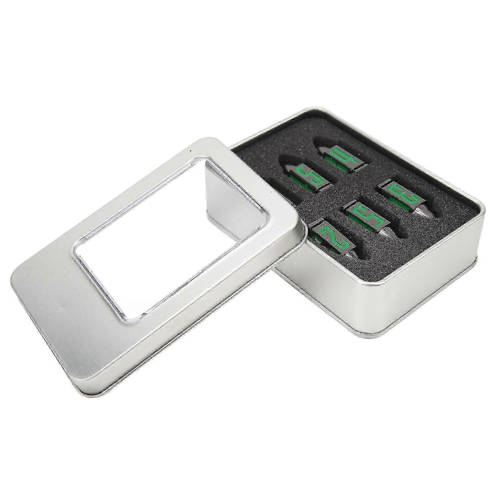 Metal Dice Set Clear Green Number Decompression Polyhedral Dice for Table Game 6pcs