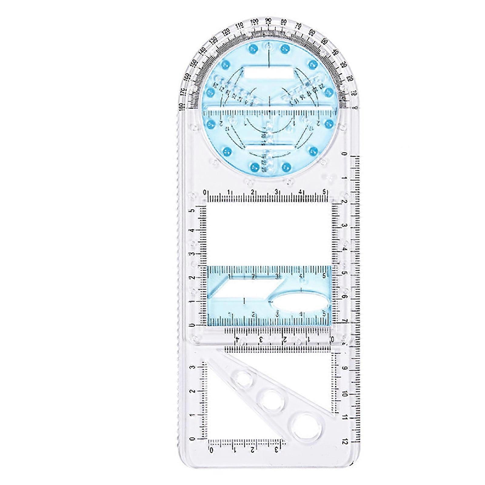 VALSEEL Multifunctional Student Math Ruler,Multifunctional Rotatable Active Math Ruler Drawing Template Tools