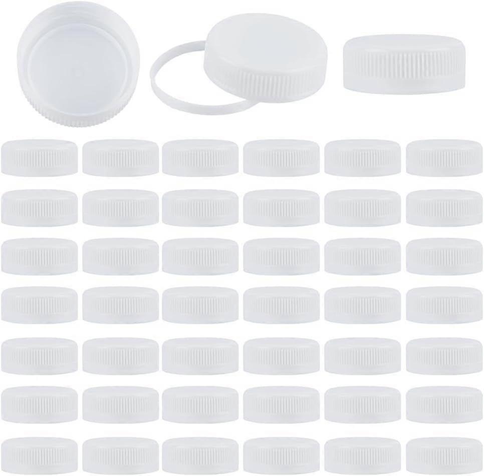 100Pcs White Screw-On Caps Reusable Plastic Bottle Caps White Plastic Seal Lid Screw Bottle Cap Replacement Lid Twist Cap for Juice Bottles Handmade D