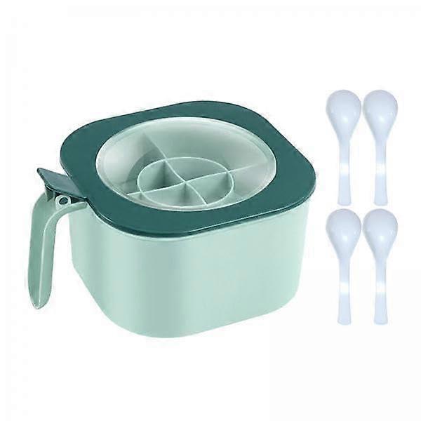 Spice Storage Box with Airtight Lid, 4 Compartments and Spoons, Kitchen Seasoning Organizer