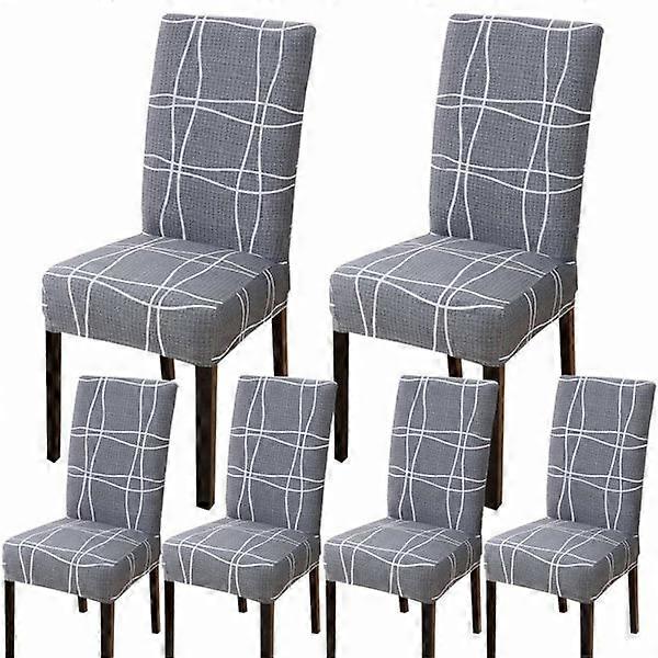 IC Stretch Chair Covers Grey Checkered Chair Covers