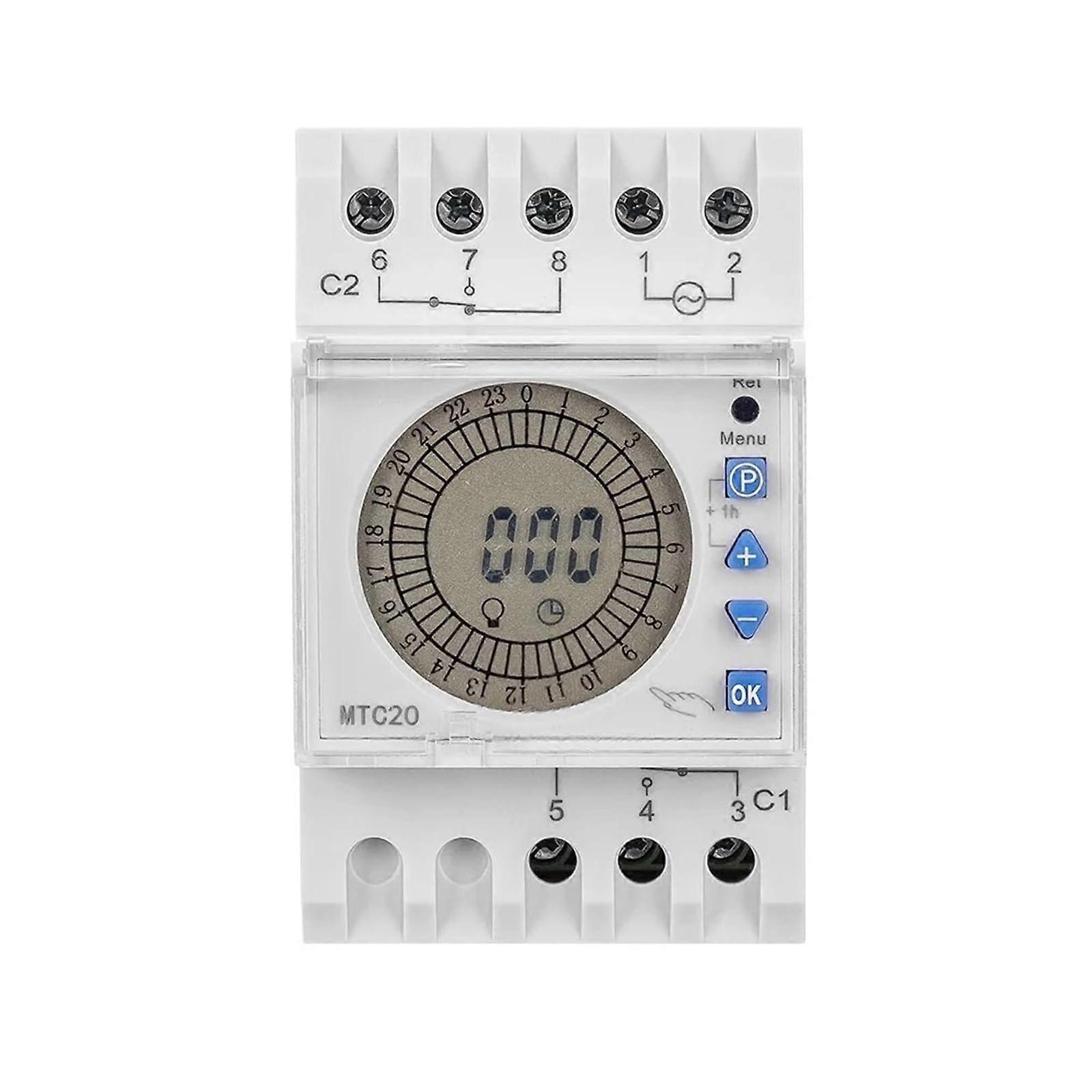 MTC20 Digital Timer Switch with Backlight, Programmable Periodic Control for Energy Saving Automation