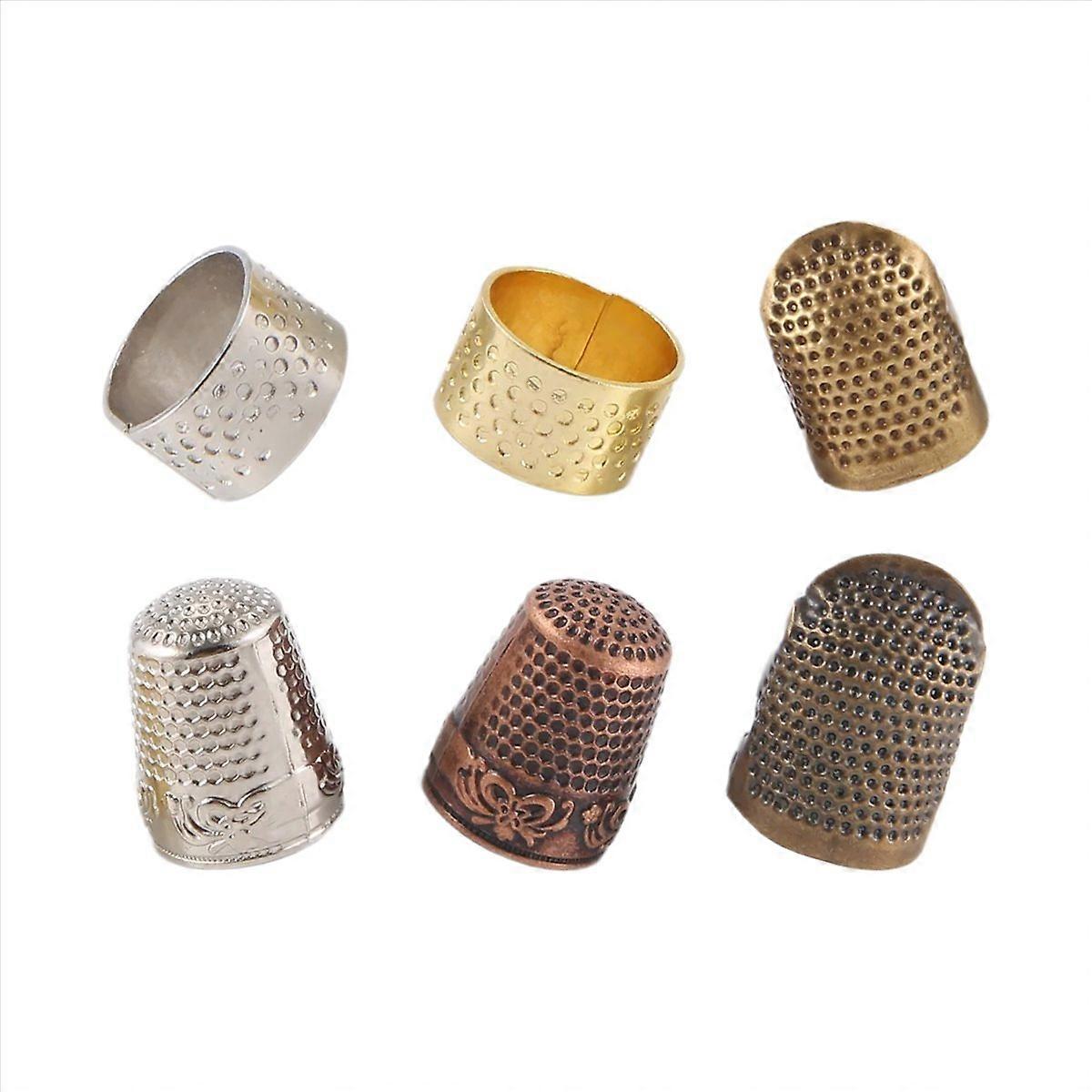 6 Pieces Sewing Thimble Finger Protector,Adjustable Metal Finger