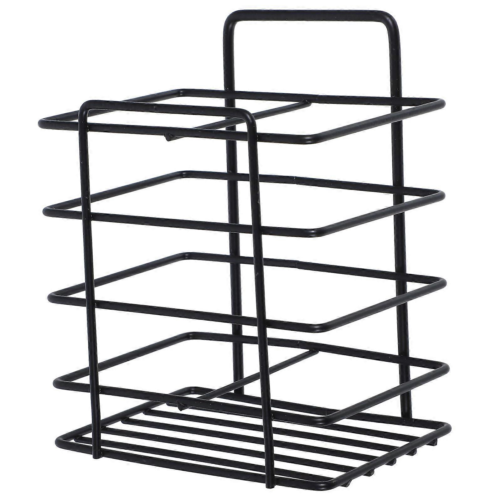 Wall Mounted Toothbrush Holder Rustproof Iron Rack Space Saving Adhesive Bathroom Organizer