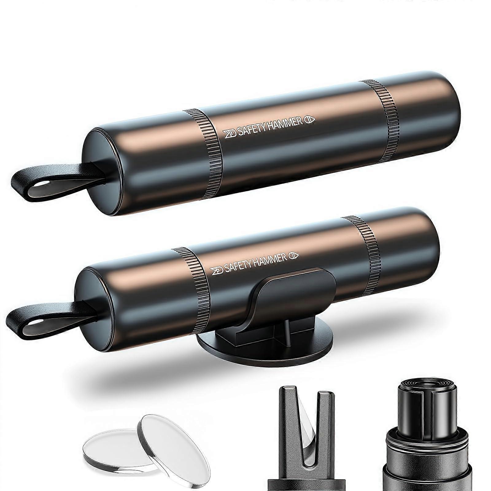 2Pcs Car Escape Tool with Spring Loaded Emergency Window Breaker and Recessed Seatbelt Cutter