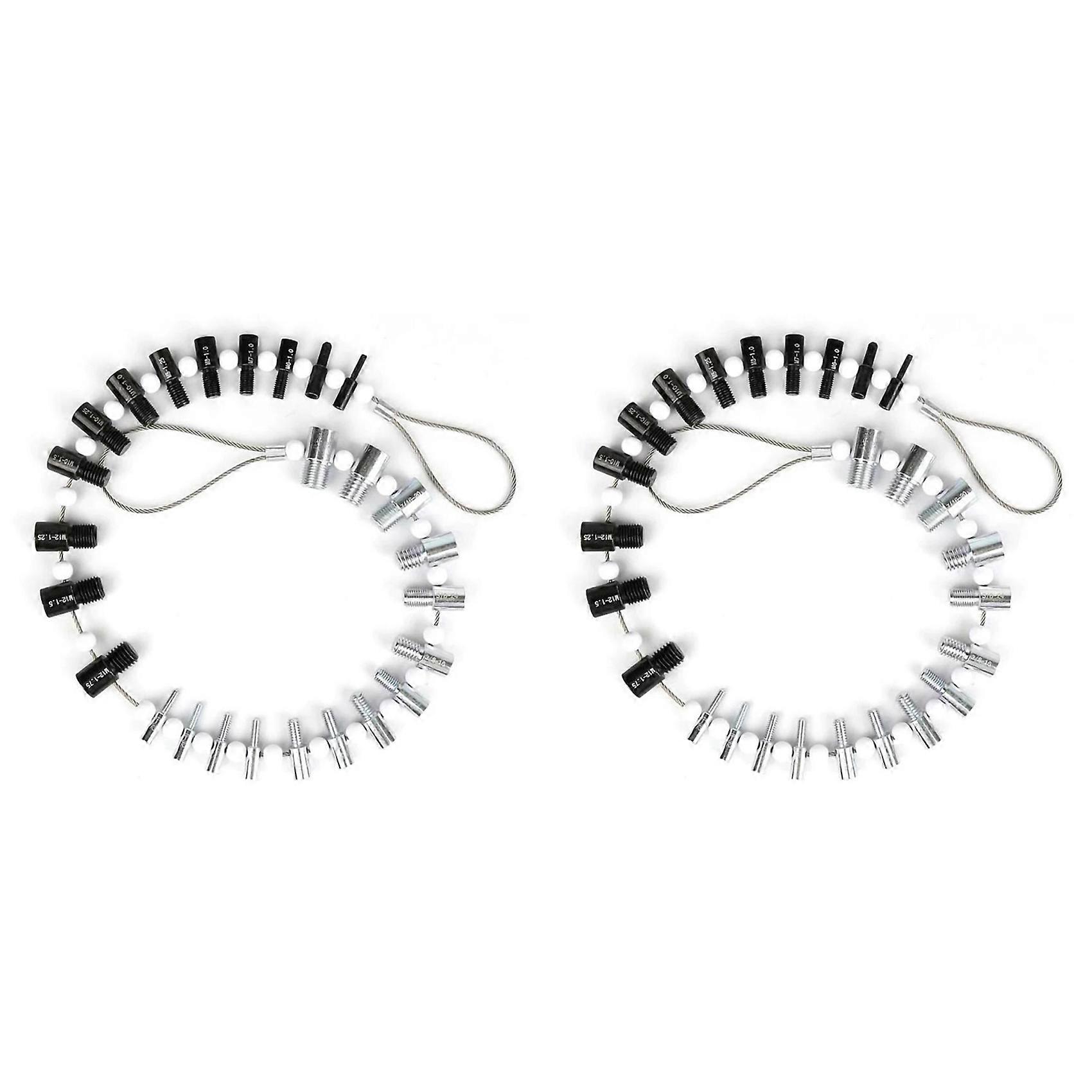 2X Portable Thread Tester Bolt Nut Screw Bolt Nut Screw Checking Checker 26 Male/Female Size Gauge Measuring Tool Kit