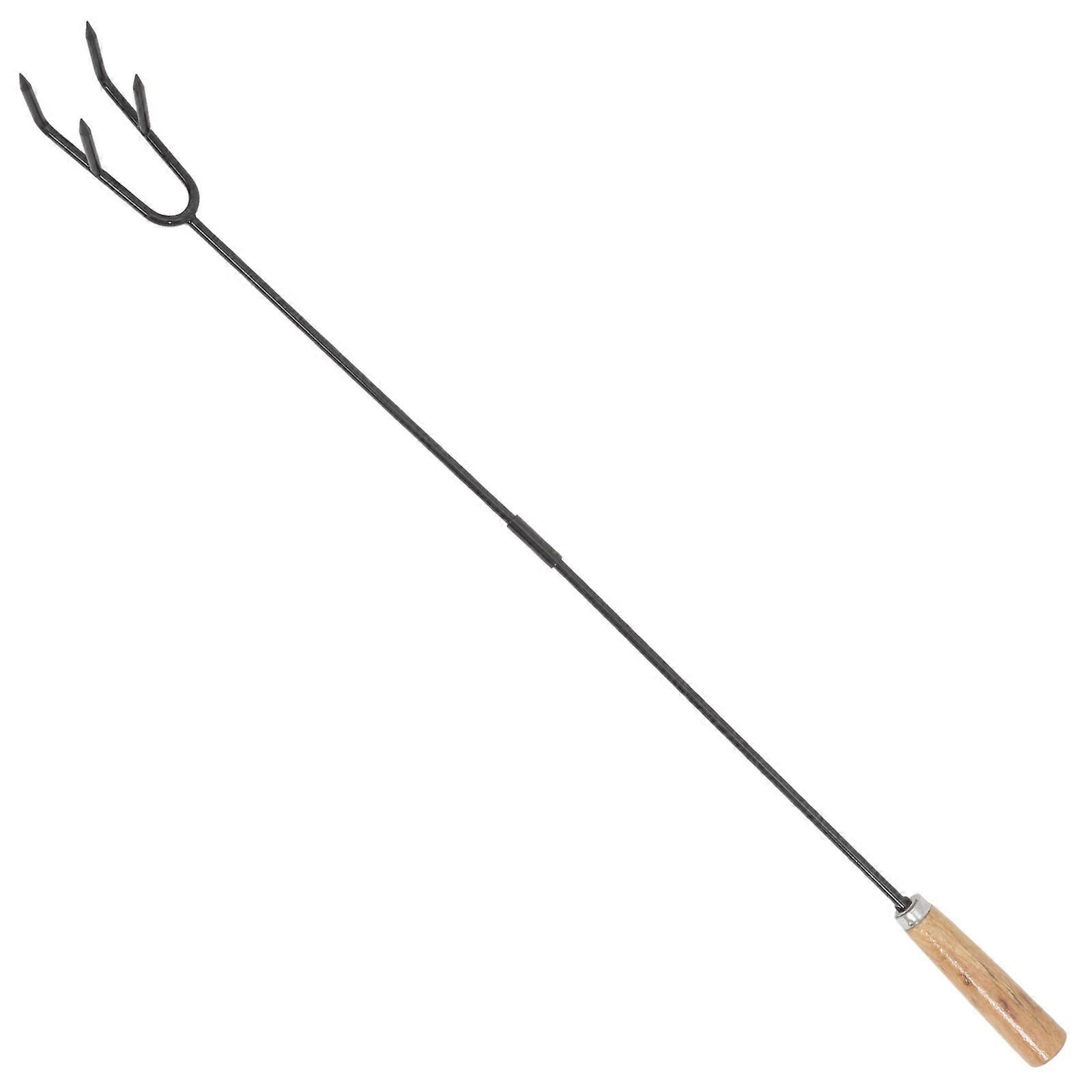 Long Handled Fire Hook for Camping Fire Pit Tool with Ergonomic Grip