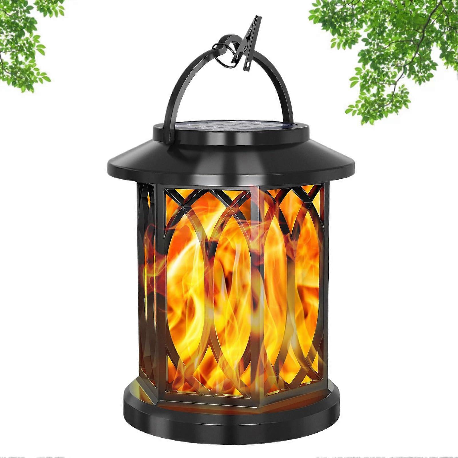 Solar Flickering Flame Lantern with Auto Sensor, Waterproof Outdoor Garden LED Light for Patio