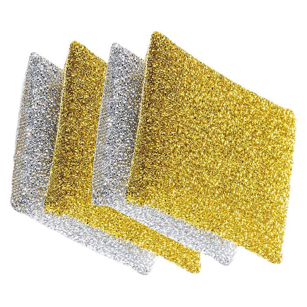 Kitchen Dish Sponge Cleaning 4Pcs Reusable Glitter Sponge Set