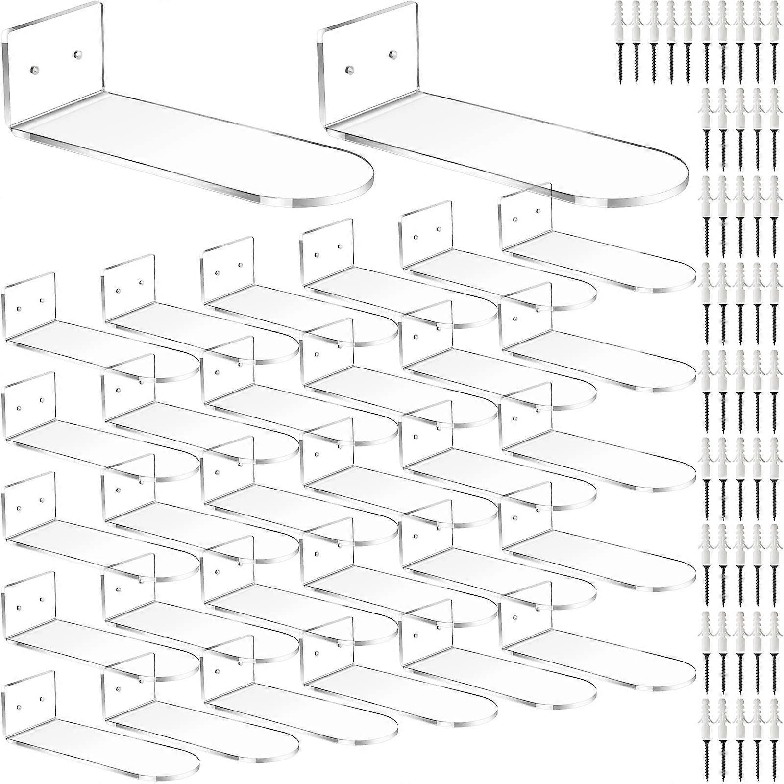 30 Pack Clear Acrylic Shoe Display Shelves Wall Mounted SpaceSaving Sneaker Rack for Closet