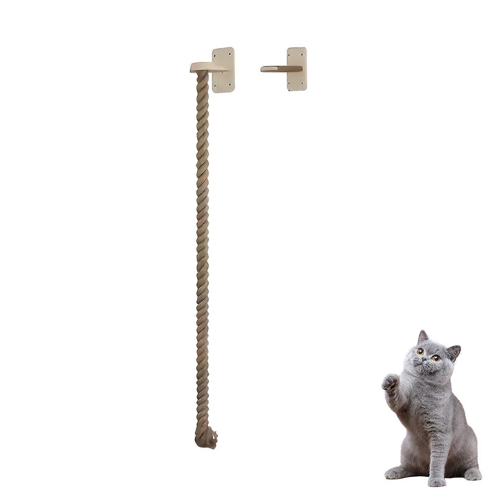 Vertical Mount Puss Clawing Mountaineer Armed Double Perches Thick Rope For Leopardine Security Exercise And Residence Saving Multicolor