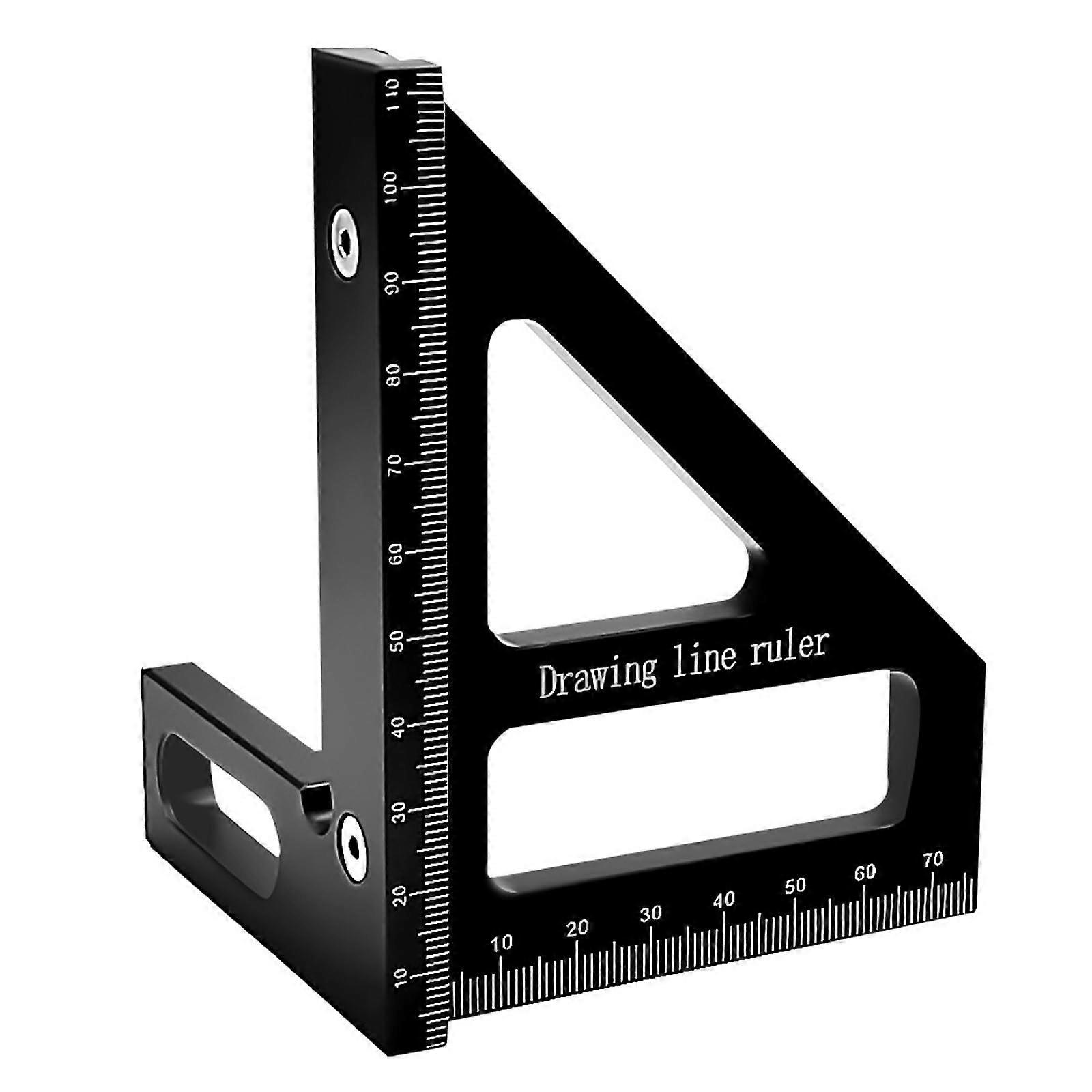 Woodworking Square Aluminum Alloy Measuring Ruler 45/90 Degree Precision Miter Triangle Tool Black