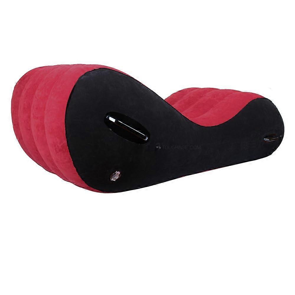 Inflatable Position Sofa with Quick Inflation Pump and Soft Velvet Surface for Couples, Red