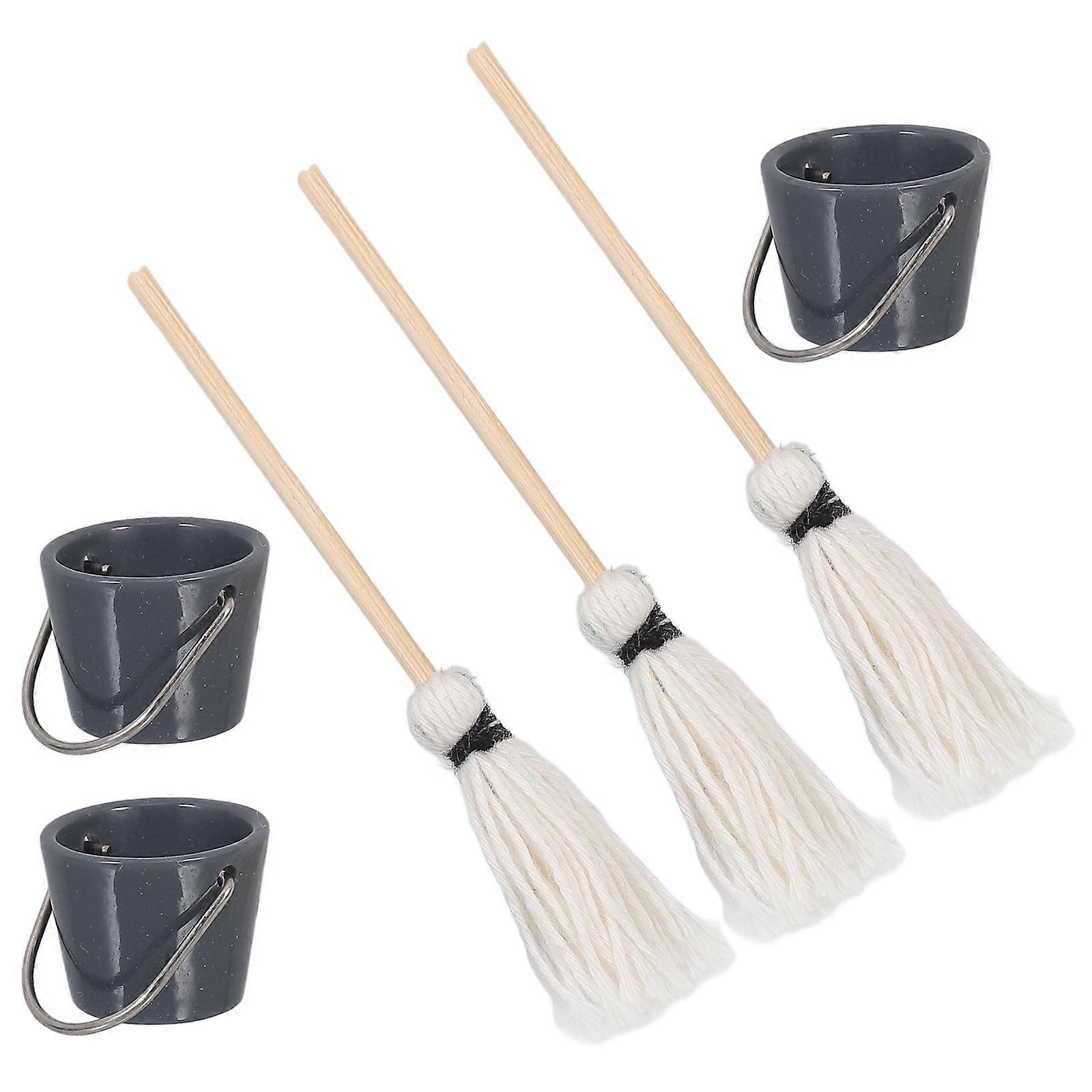 Mini House Decoration Mini Mop Cleaning Set Dollhouse Accessories 3Sets