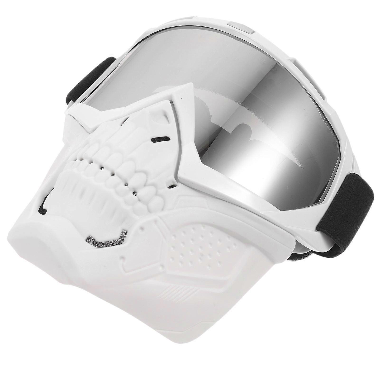 Motorcycle Goggles White Windproof Motorcycle Goggles for Riding 2Pcs Set