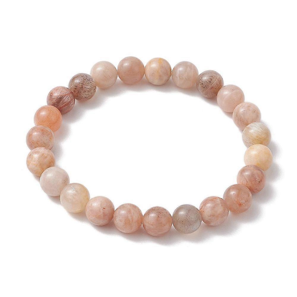 8mm Natural Sunstone Round Beaded Stretch Bracelets Inner Diameter: 2-1/2 inch(6.5cm)