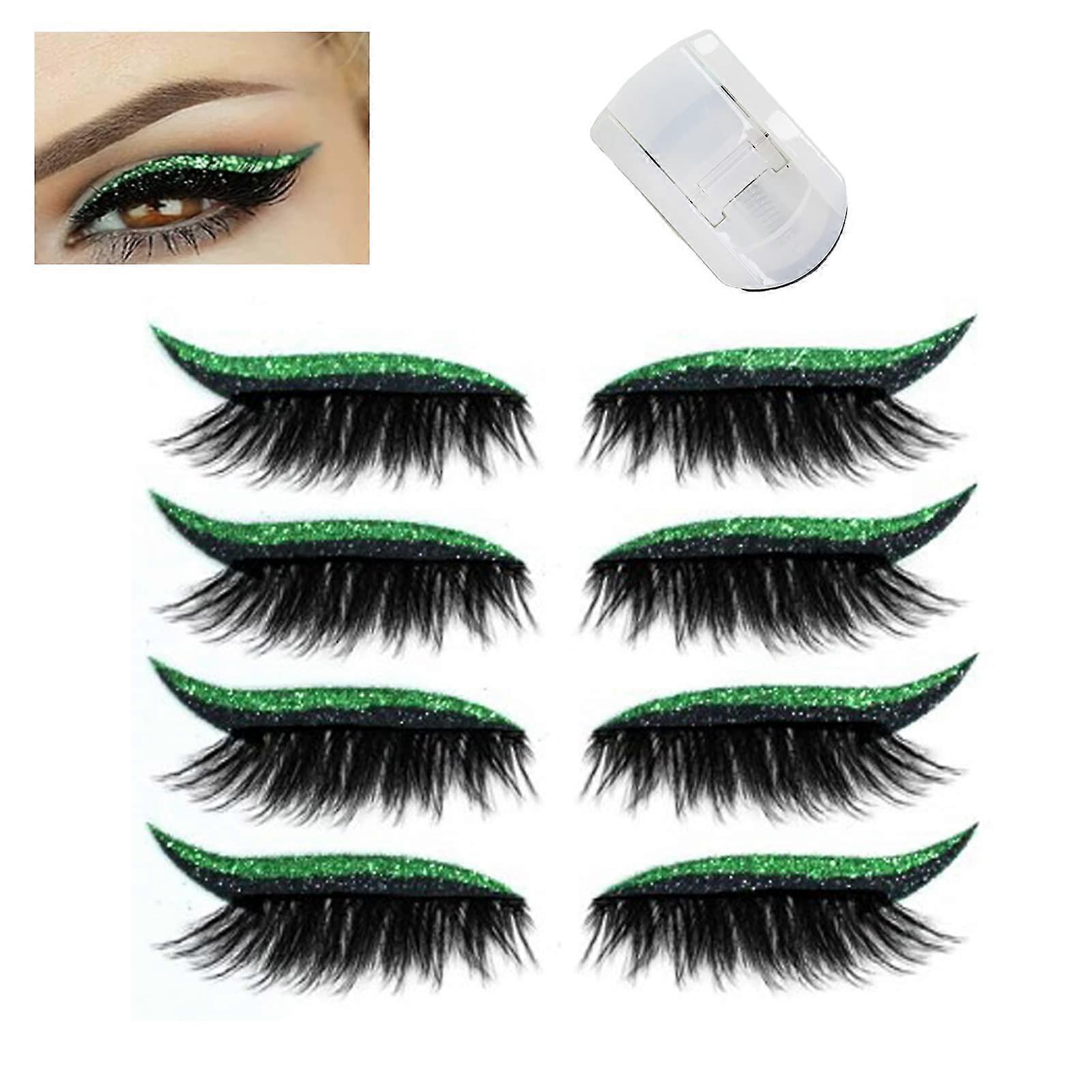 Reusable Green Sticker Eyelashes with Easy Visual Identification and Four Numbered Variants