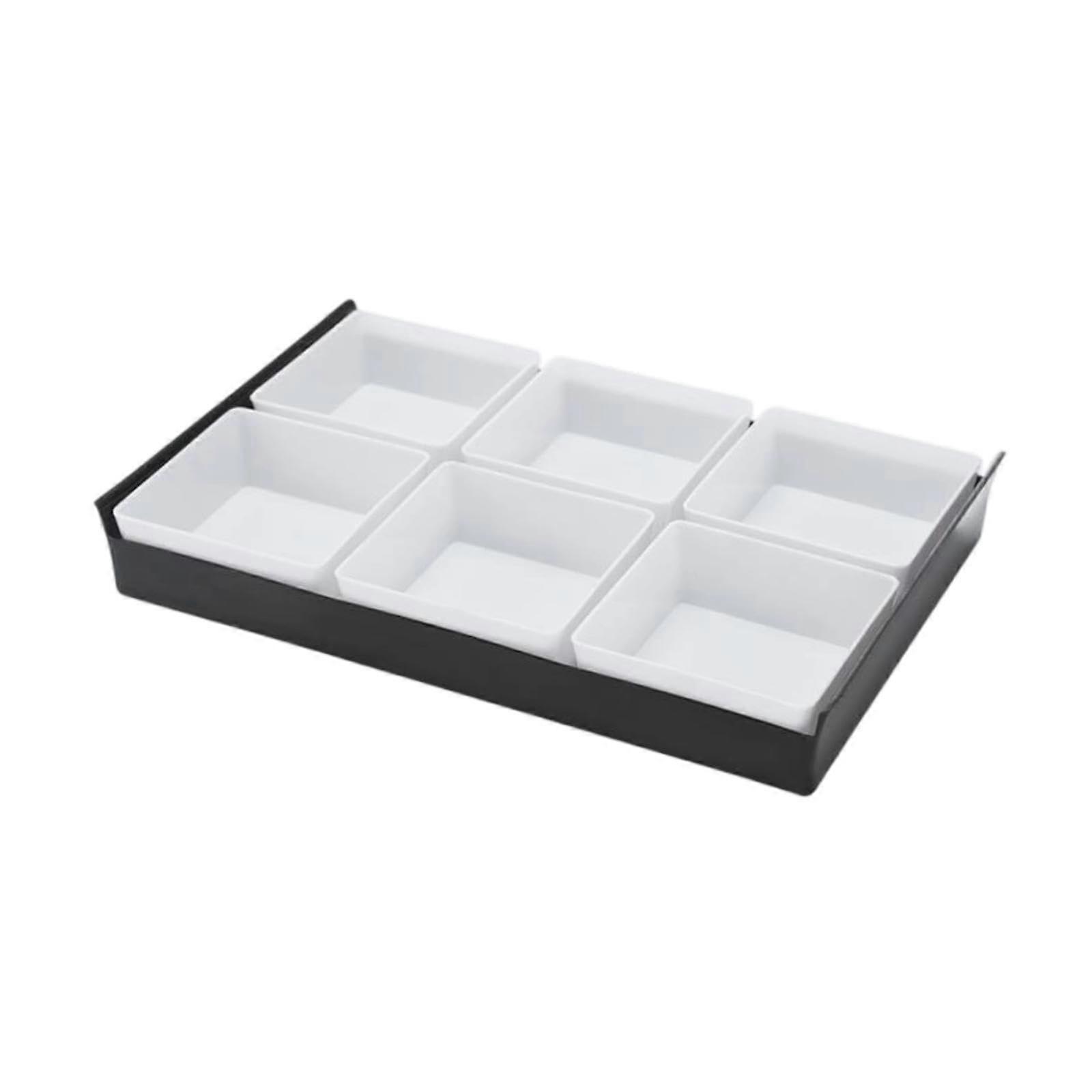 Snack Serving Tray with 6 Compartments, Plastic Divided Nut Dish, MultiPurpose Party Organizer