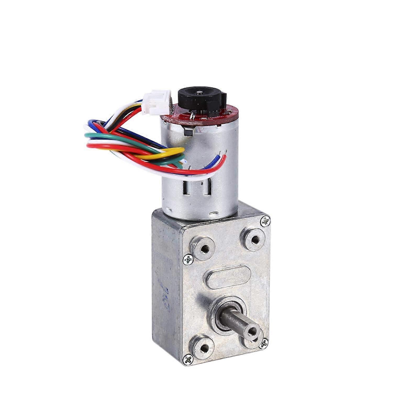 DC 12V Worm Gear Motor with Encoder,  Torque SelfLocking, Low Noise, 20RPM