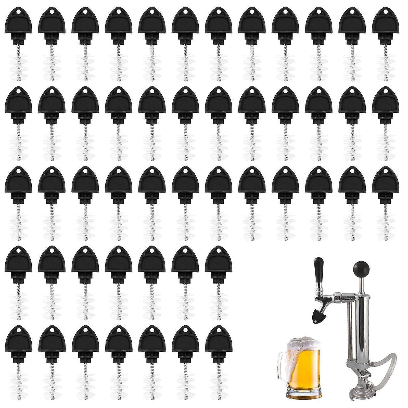 50 Pack Beer Tap Brush and Draft Faucet Plug Kit, Dual Function Cleaning and Dust Protection