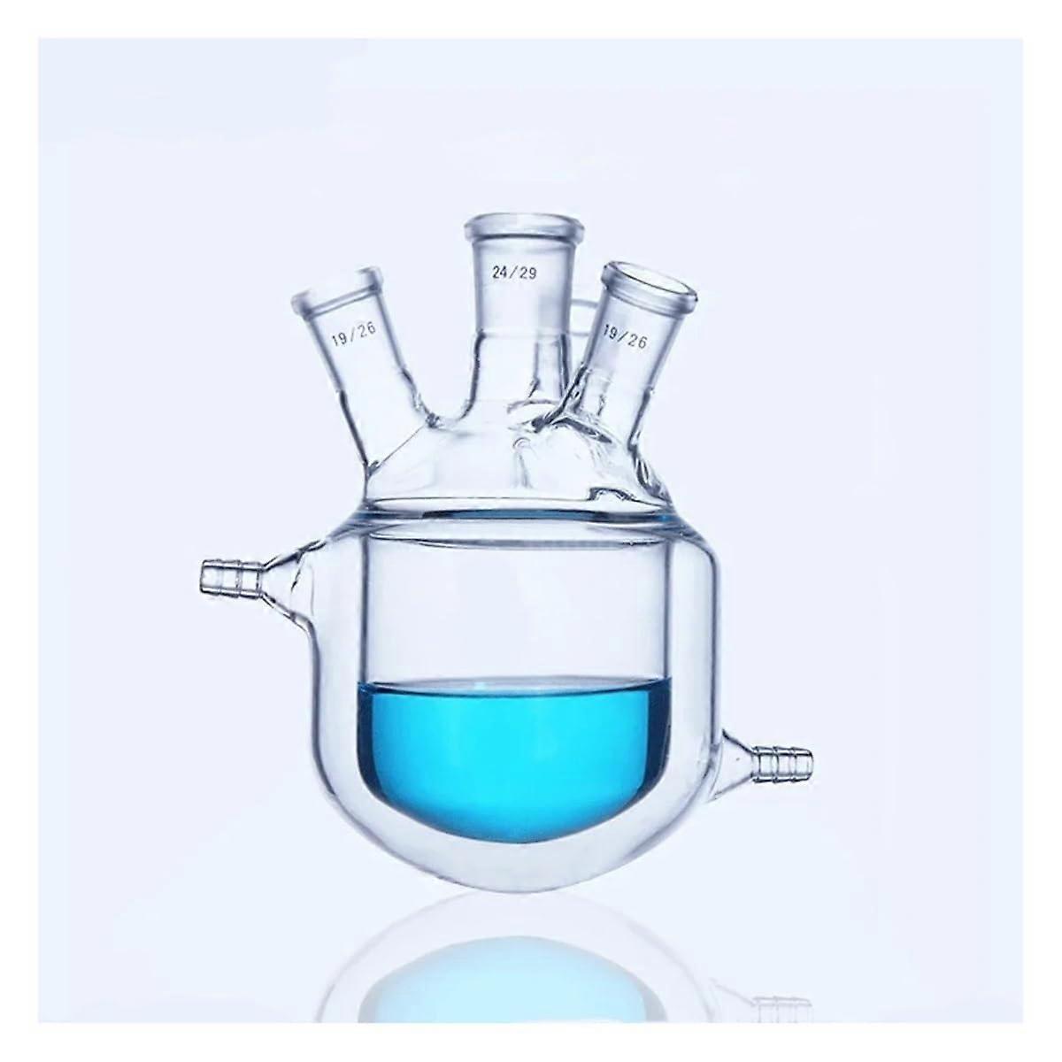 250ml Borosilicate Jacketed Glass Reactor Flask, 4Neck Laboratory Glassware for Experiments